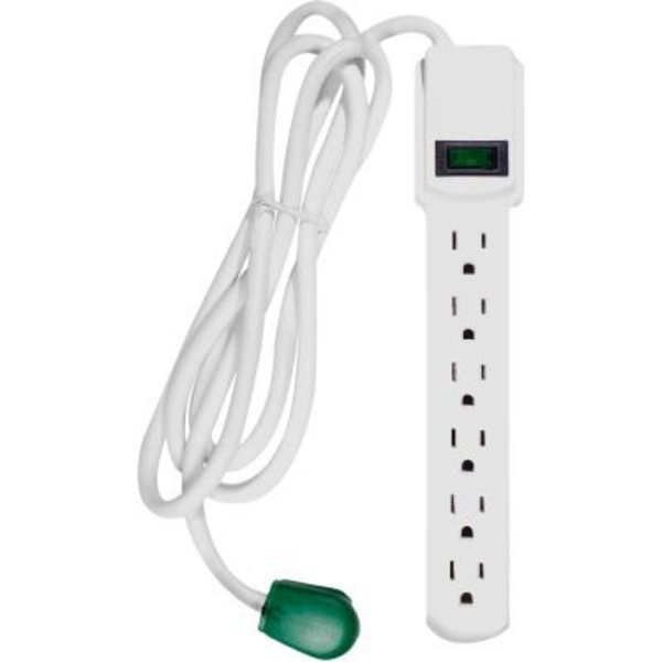 Gogreen Surge Protected Power Strip, 6 Outlets, 15A, 160 Joules, 6' Cord GG-16106MS